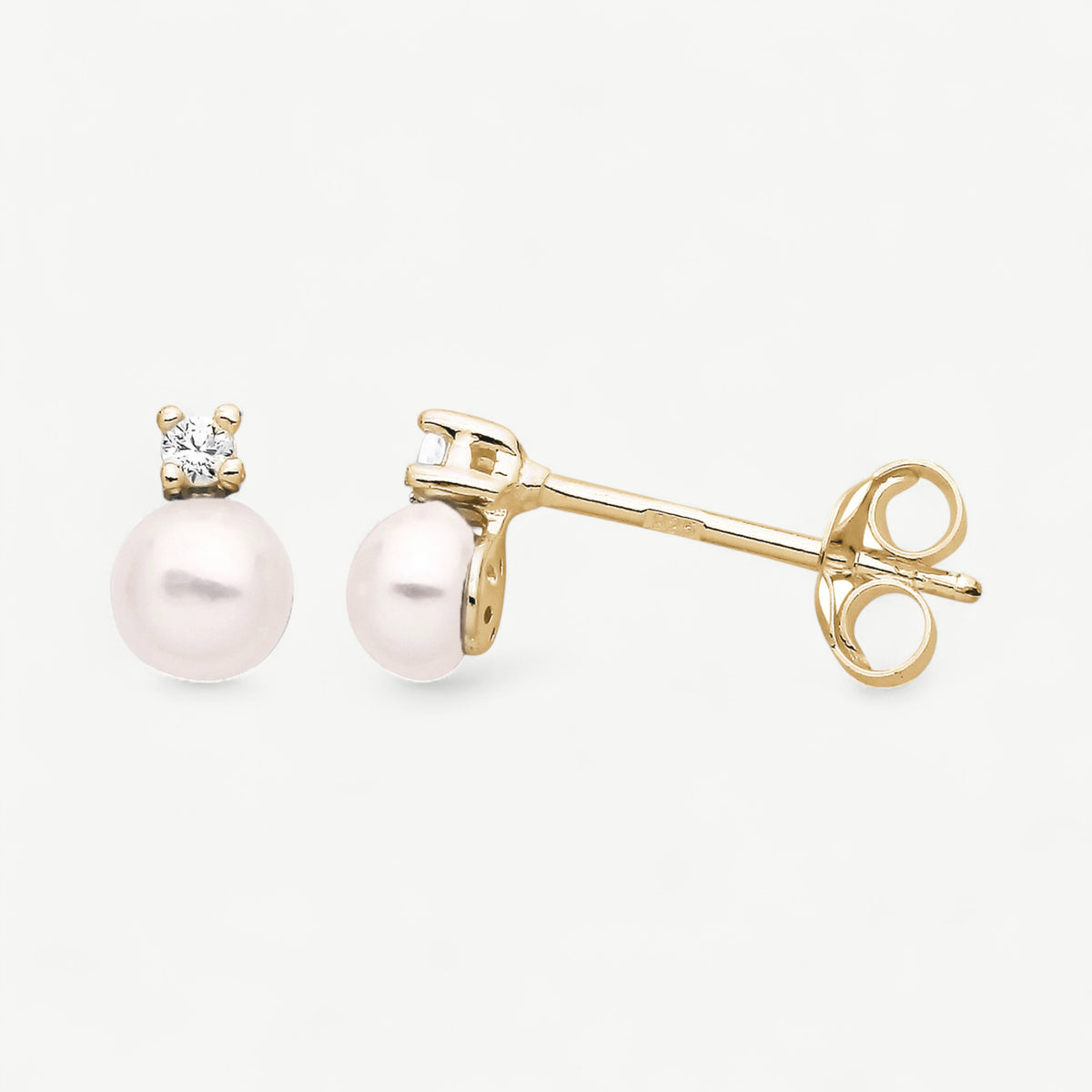 Classic Pearl CZ Studs - Gold Plated Stud Earrings