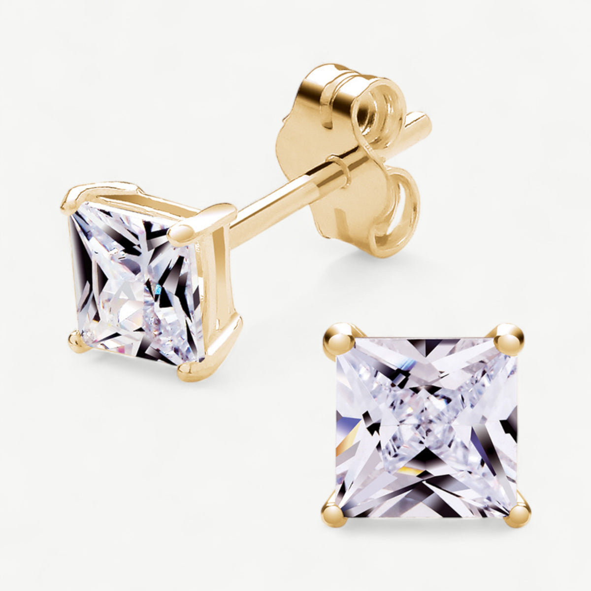 Princess Solitaire Studs CZ Plated Stud Earrings
