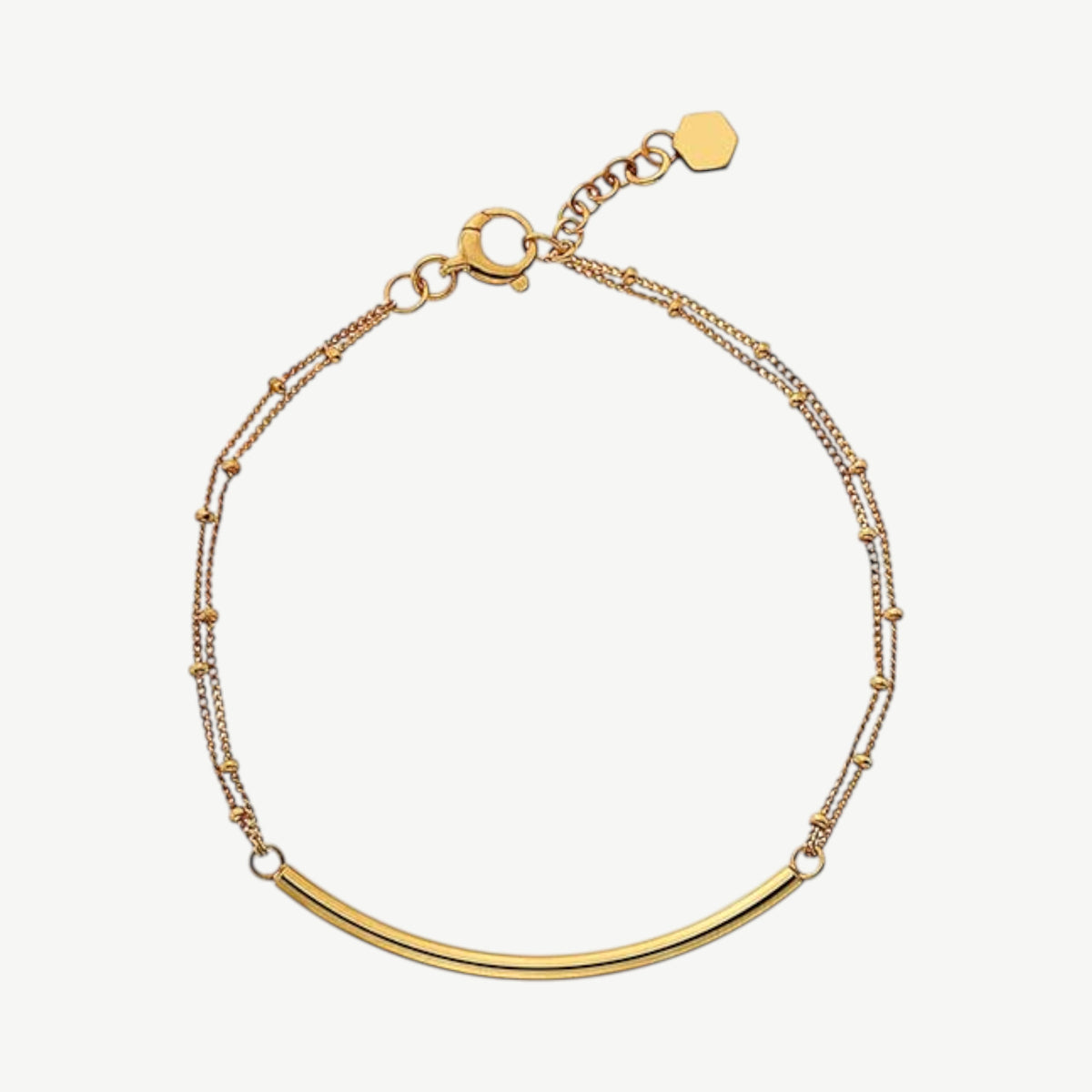 Double Strand Bar Bracelet - Gold Plated Layered Chain