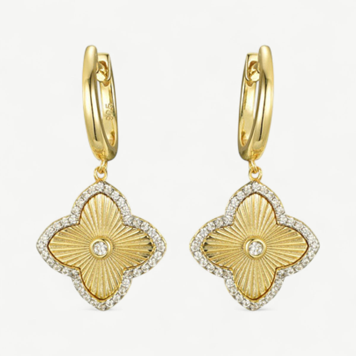 Signature Clover Huggie Drops Lucky CZ Earrings