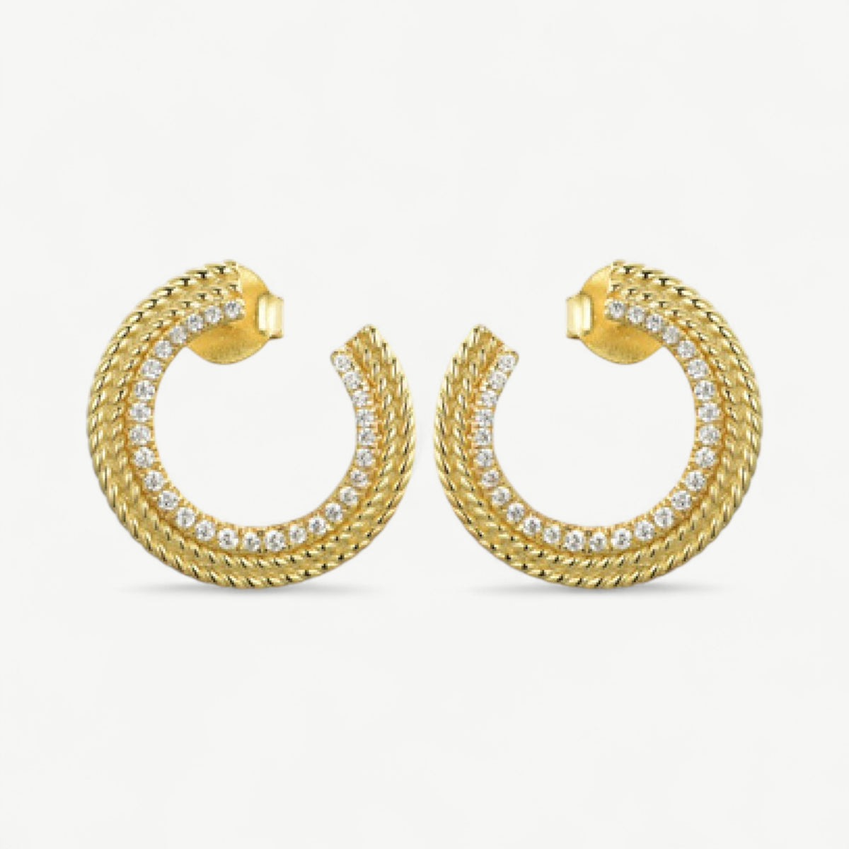 Rope Twist Statement Earrings - Bold Gold Plated Studs