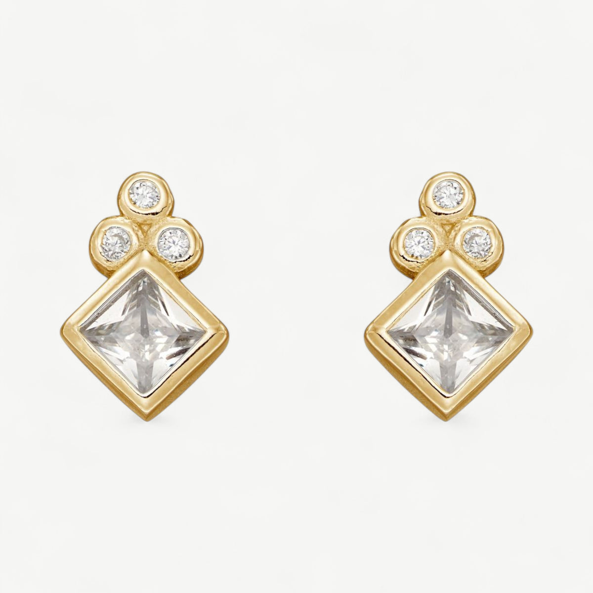 Dainty CZ Earrings - Cubic Zirconia Gold Plated Studs