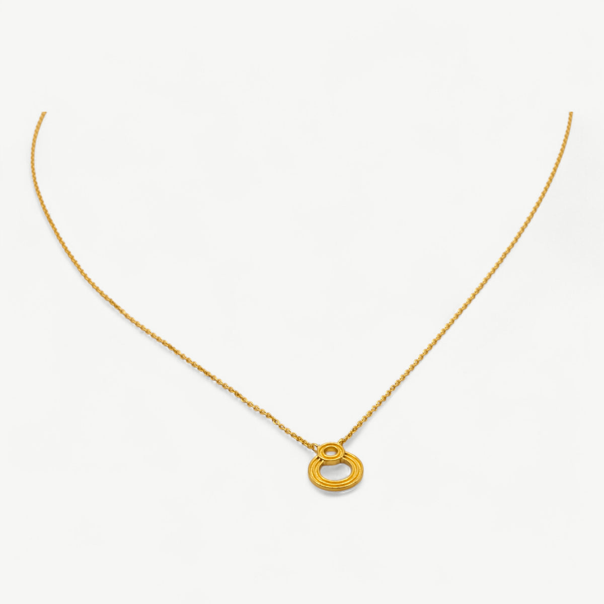 Double Open Circle Necklace Geometric Hoop Pendant