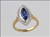 18ct yellow gold, white gold rub-over set, tanzanite and diamond cluster ring