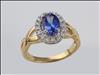 18ct yellow and white gold tanzanite and diamond cluster ring