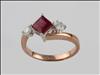 9ct rose and white gold ruby and diamond ring