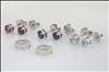 Set of 3x 9ct White gold, claw set, solitaire studs, and 1x Removable halo