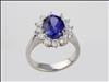 9ct white gold tanzanite and diamond cluster ring
