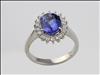 Platinum tanzanite and diamond cluster ring
