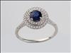 18ct white gold sapphire and diamond cluster ring with diamond set shoulders