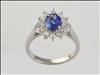 9ct white gold tanzanite and diamond cluster ring