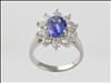 9ct white gold tanzanite and diamond cluster ring