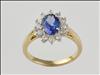 9ct yellow and white gold tanzanite and diamond cluster ring