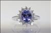 9ct white gold tanzanite and diamond cluster ring