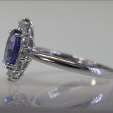 9ct white gold tanzanite and diamond cluster ring