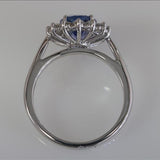 9ct white gold tanzanite and diamond cluster ring