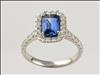 9ct white gold sapphire and diamond cluster ring with diamond set shoulders