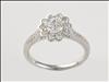 14ct White gold, diamond custer ring, with diamond set shoulders