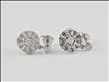 9ct White gold, round shaped, diamond set drop, stud earrings