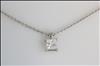 Platinum, claw set, GIA Certed solitaire diamond pendant, on a platinum trace chain