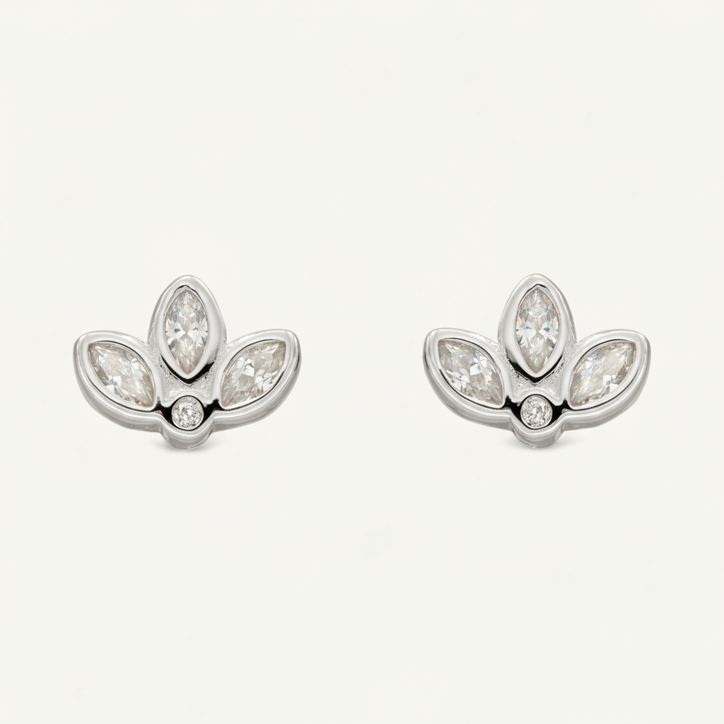Lotus CZ Earrings