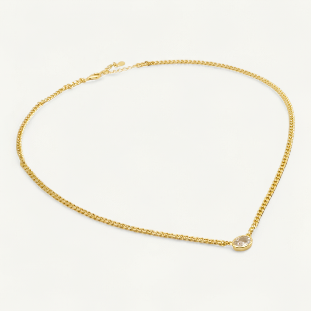 Astoria Oval Necklace Cubic Zirconia Plated