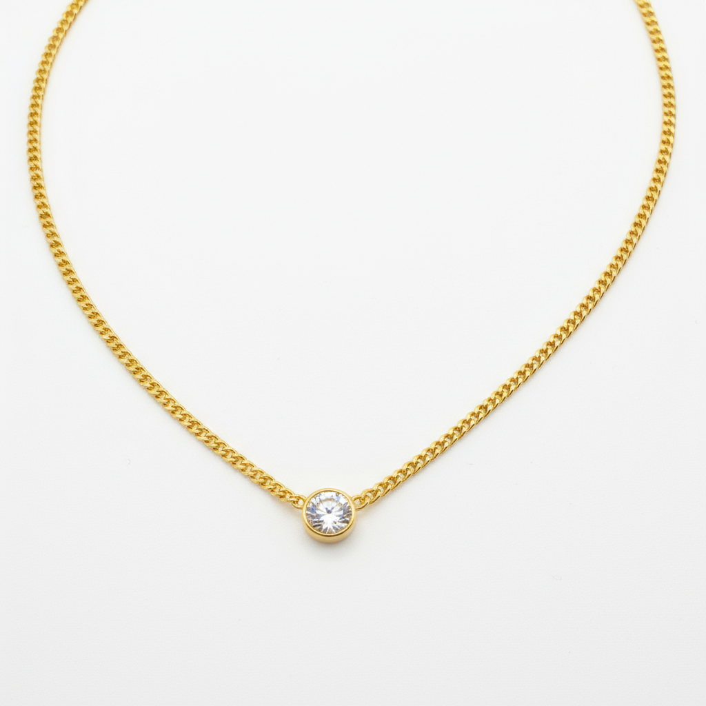 Astoria Round Necklace - Cubic Zirconia Gold Plated