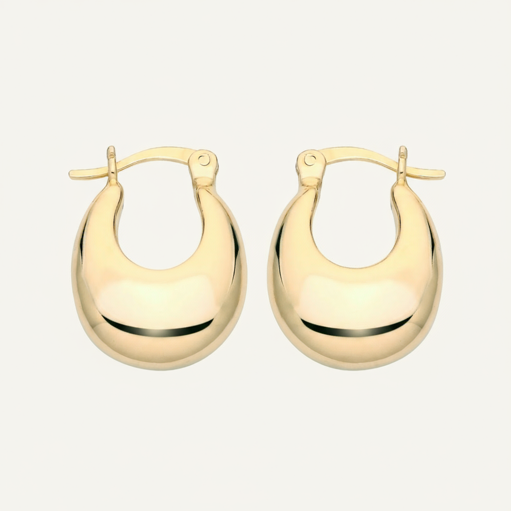 Chunky Oval Hoops Bold Plated Hoop Earrings