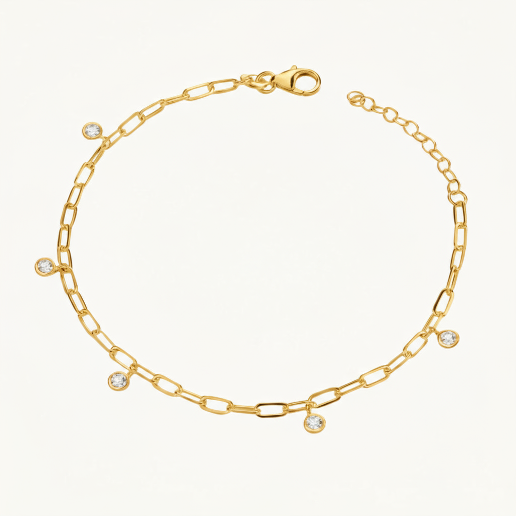Signature CZ Bracelet - Cubic Zirconia Gold Plated Chain