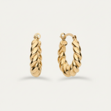 Rope Oval Hoops - Textured Gold Plated Hoop Earrings