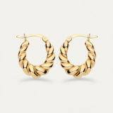 Rope Oval Hoops - Textured Gold Plated Hoop Earrings