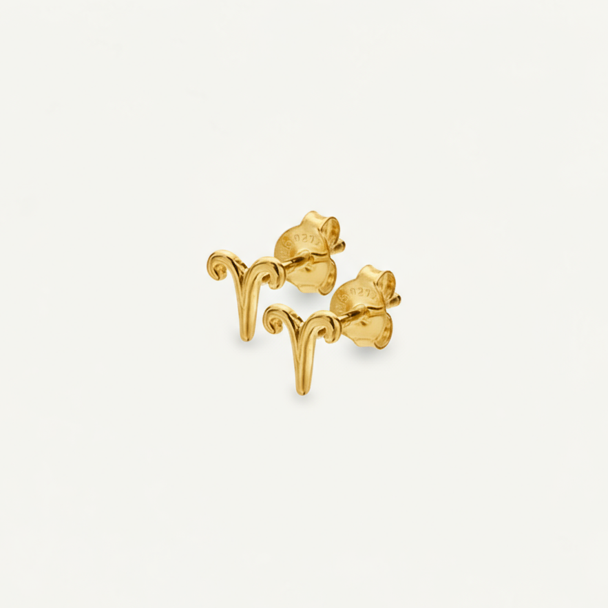 Dainty Aries Studs - Zodiac Gold Plated Stud Earrings