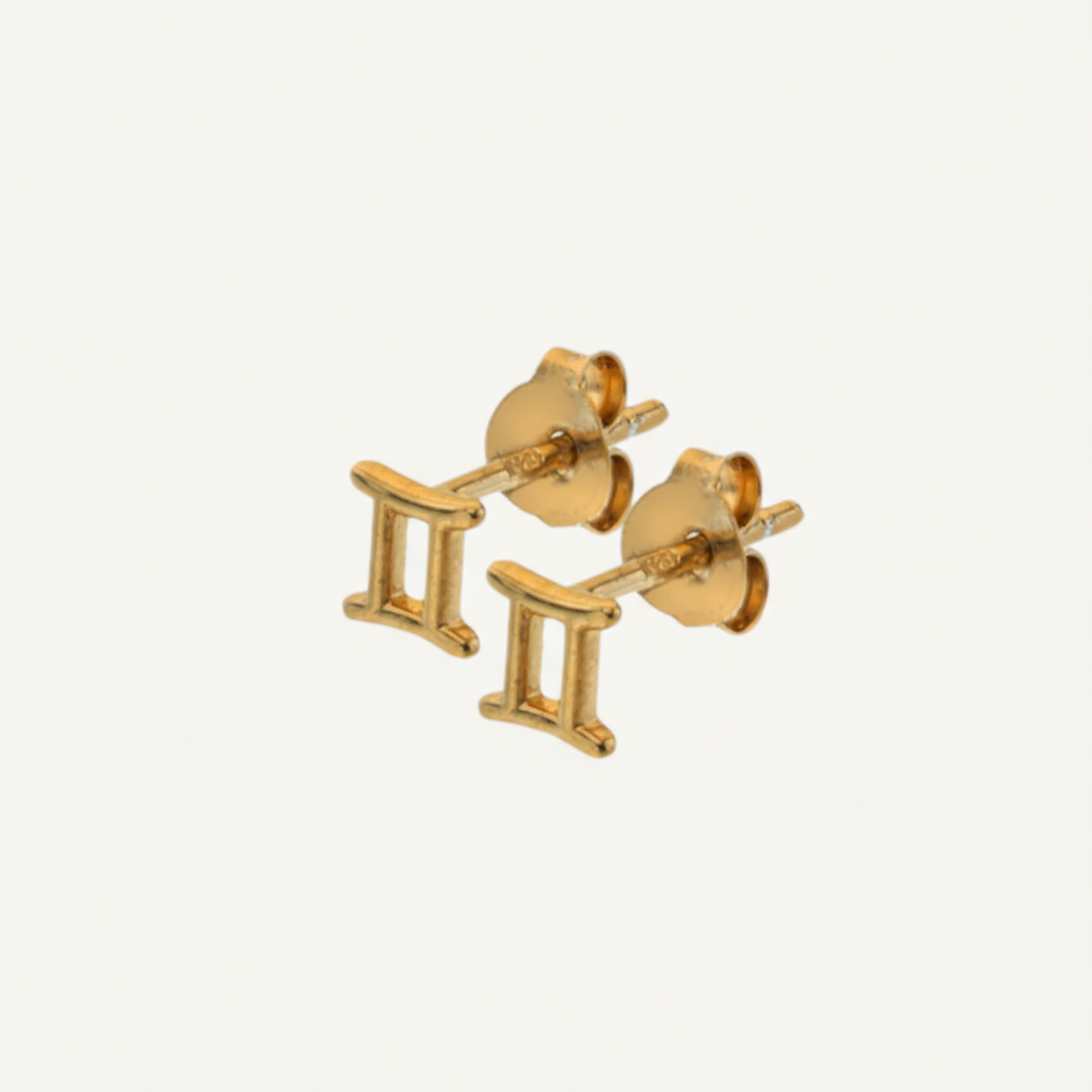 Dainty Gemini Studs - Zodiac Gold Plated Stud Earrings