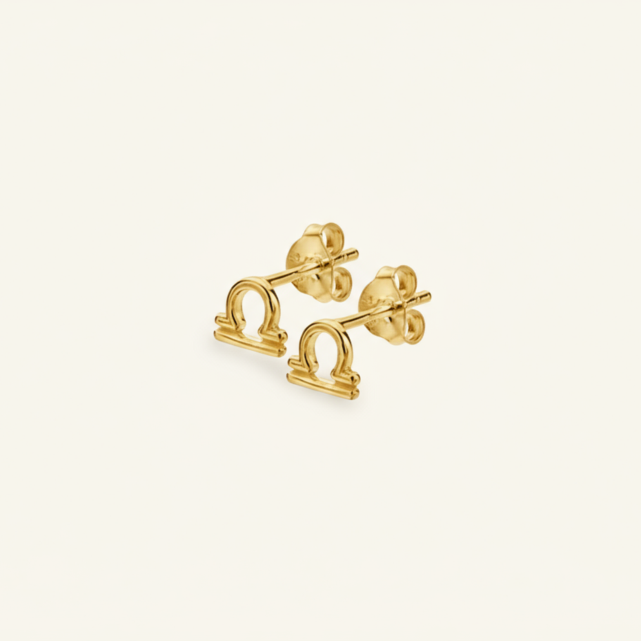 Dainty Libra Studs - Zodiac Gold Plated Stud Earrings