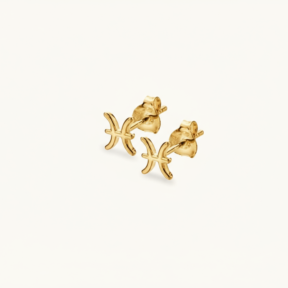 Dainty Pisces Studs - Zodiac Gold Plated Stud Earrings