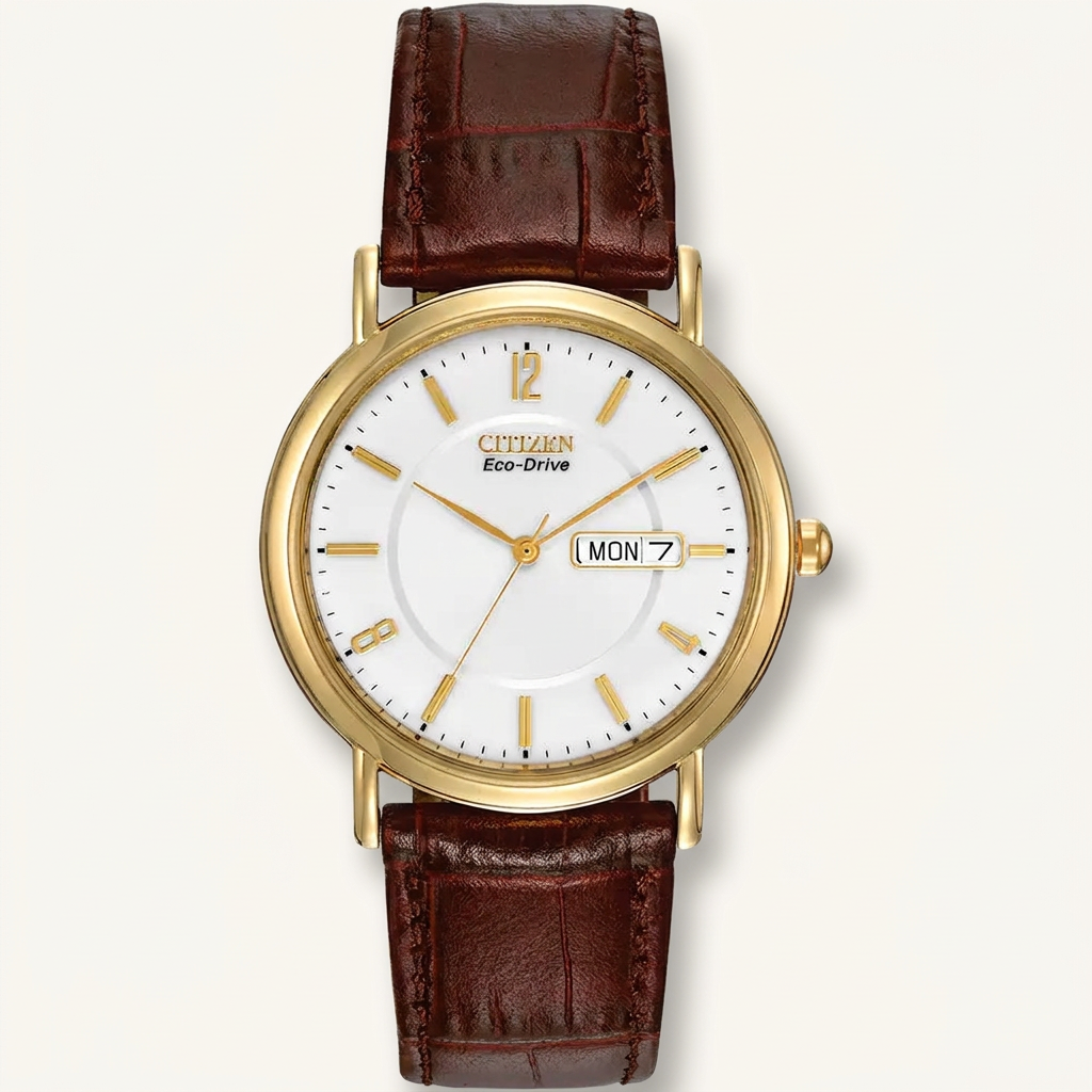 Watch with a warm off-white background